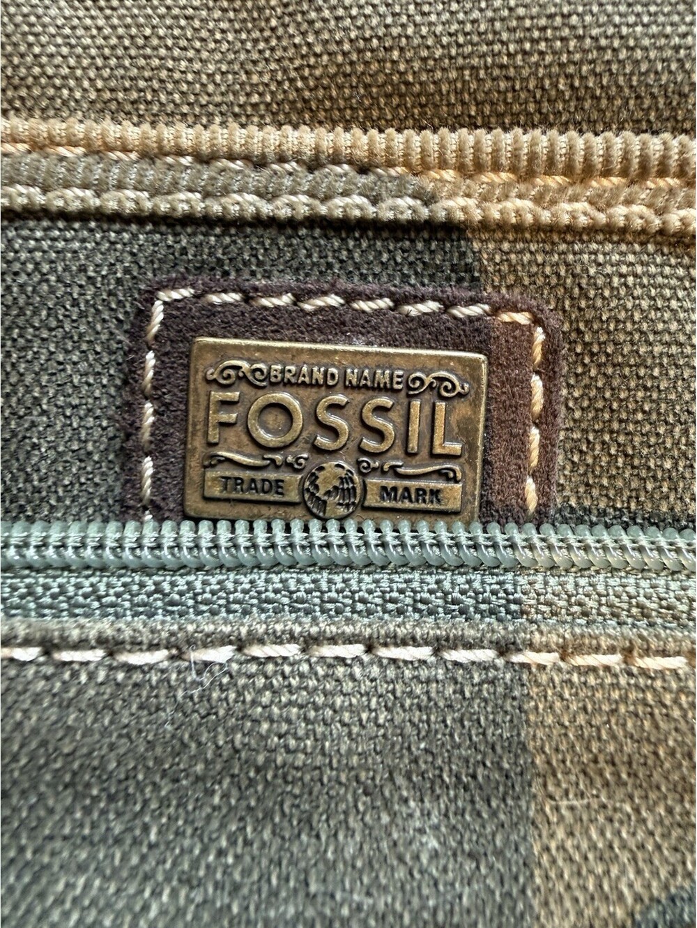 Vintage Fossil Canvas Shoulder Bag Canvas Strap With Metal Key - Picture 5 of 9